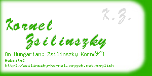 kornel zsilinszky business card